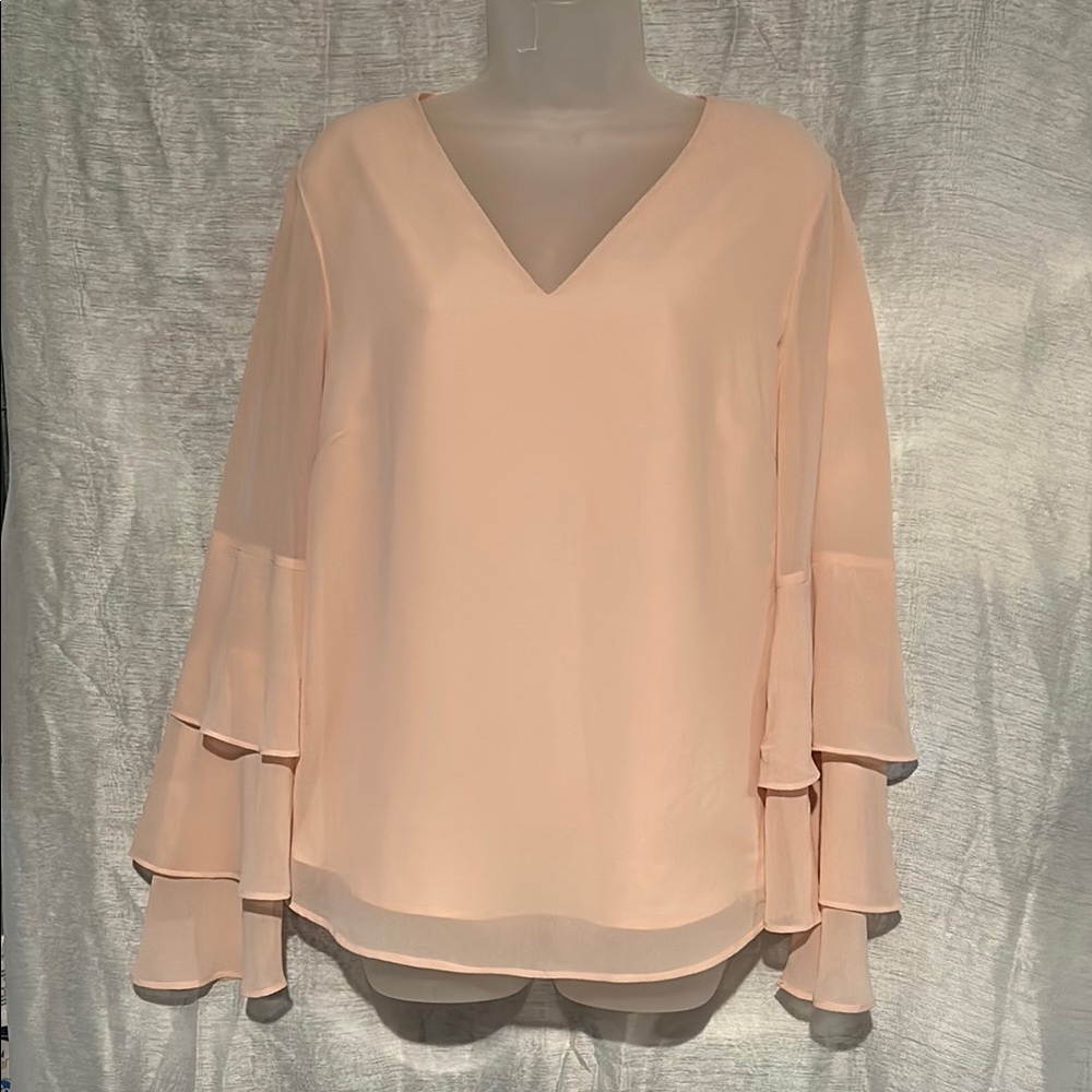 Elegant Peach V-Neck Women's Top